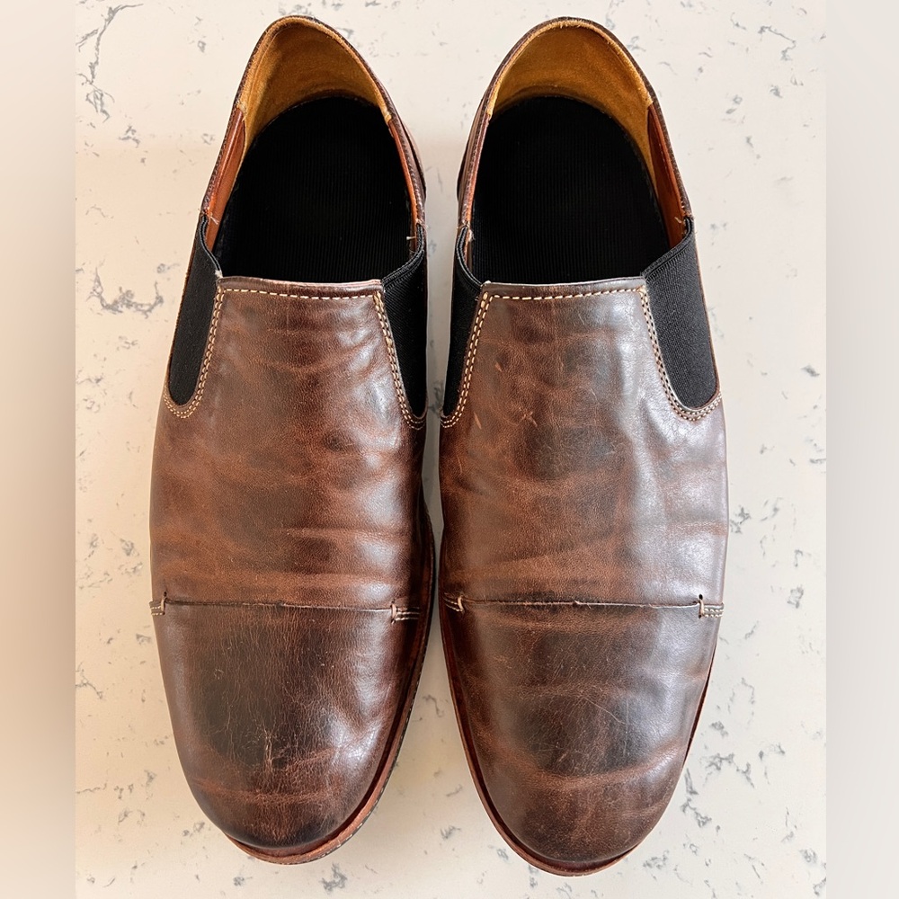 Men's Brown Leather Slip-On Dress Shoes Size 10